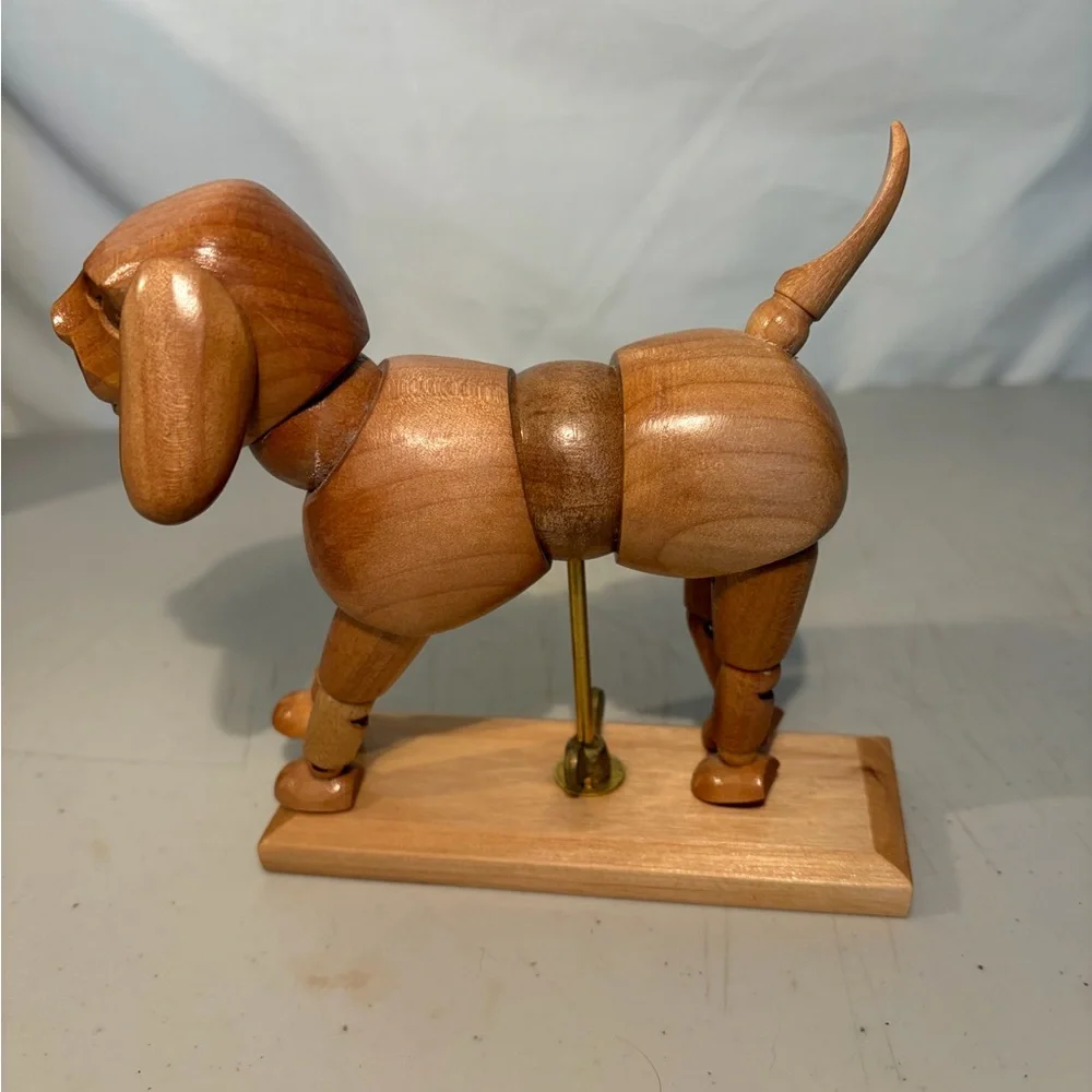 Wooden Dog Figurine - Brown Decorative Pet Sculpture